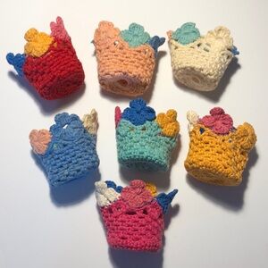 Handmade Crochet Can & Cup Cozies - Colorful Set of 7